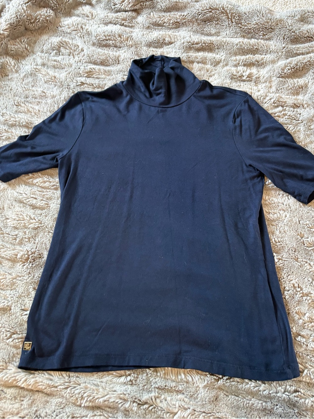 Lauren Ralph Lauren Navy Short-Sleeve Turtleneck Top